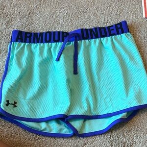 Under Armour Girls YXL Teal and Blue Athletic Shorts